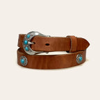Cinto Feminino Double J Saddlery Pedras Turquesa Couro Importado B1184