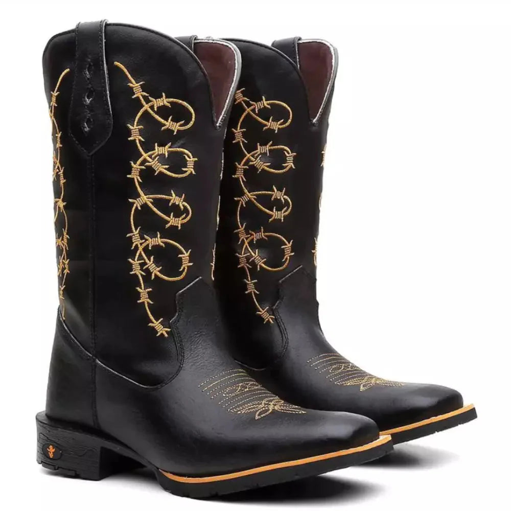 Bota Texana Masculina Arame Dourado