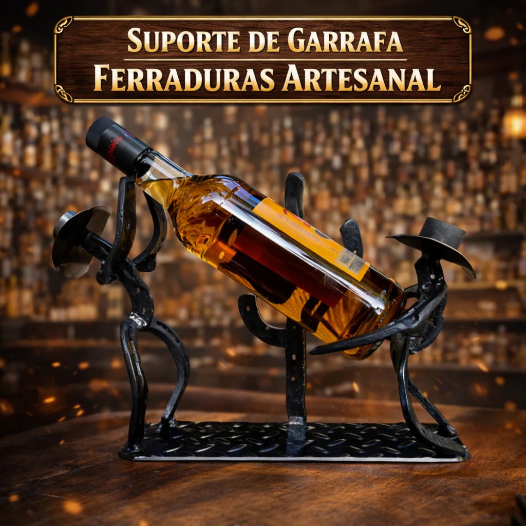 Suporte de Garrafa Ferraduras Artesanal