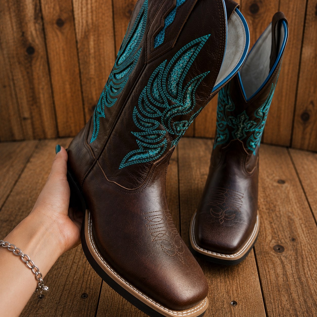 Bota Texana Feminina Ágata Cruz Azul