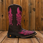 Bota Texana Feminina Floral Rosa