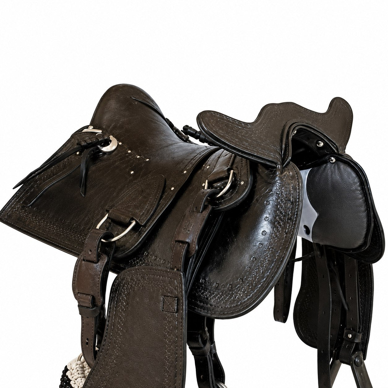 Arreio Cutiano com Cabeça Tradicional de Luxo 18 Polegadas (Preto)