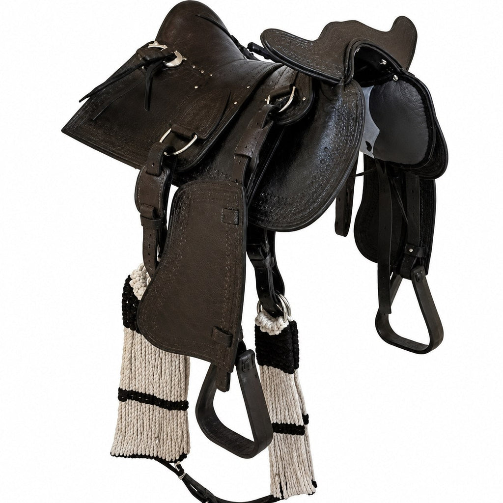 Arreio Cutiano com Cabeça Tradicional de Luxo 18 Polegadas (Preto)