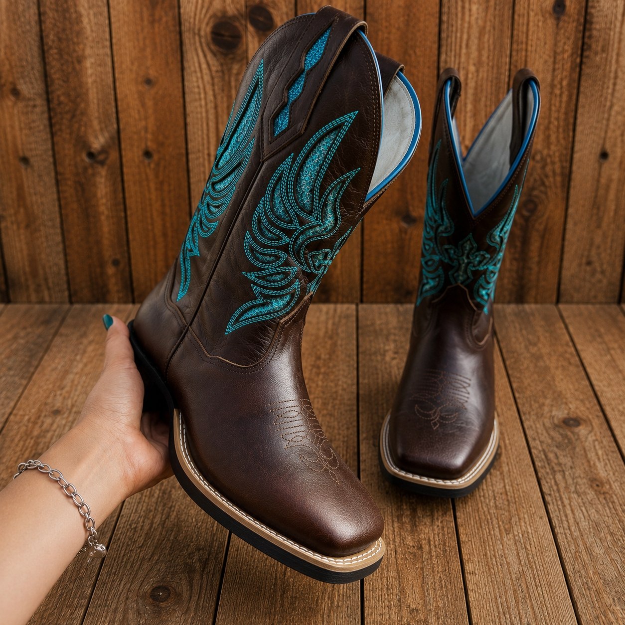 Bota Texana Feminina Ágata Cruz Azul