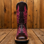 Bota Texana Feminina Floral Rosa